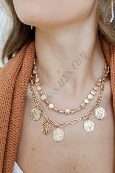 On Discount ● Rylee Gold Layered Coin Necklace ● Dress Up - -2