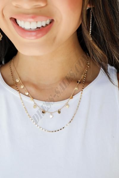 On Discount ● Kate Gold Layered Necklace ● Dress Up - -0