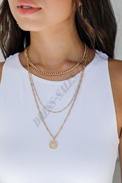 On Discount ● Maria Gold Layered Coin Necklace ● Dress Up - -0