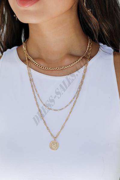 On Discount ● Maria Gold Layered Coin Necklace ● Dress Up - -1