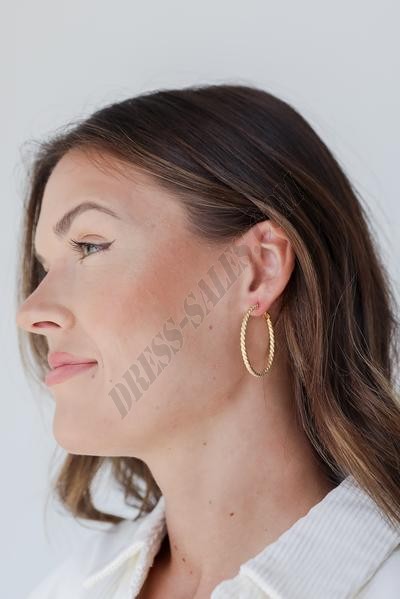 On Discount ● Kayla Gold Twisted Small Hoop Earrings ● Dress Up - -0