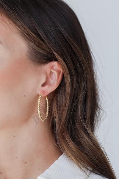 On Discount ● Kayla Gold Twisted Small Hoop Earrings ● Dress Up - -1