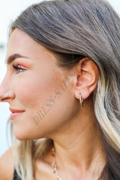 On Discount ● Lily Gold Textured Hoop Earrings ● Dress Up - -2