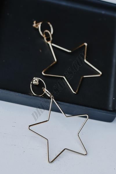 On Discount ● Bethany Gold Star Drop Earrings ● Dress Up - -1