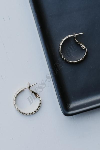 On Discount ● Lily Gold Textured Hoop Earrings ● Dress Up - -3