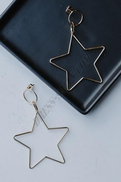 On Discount ● Bethany Gold Star Drop Earrings ● Dress Up - -3