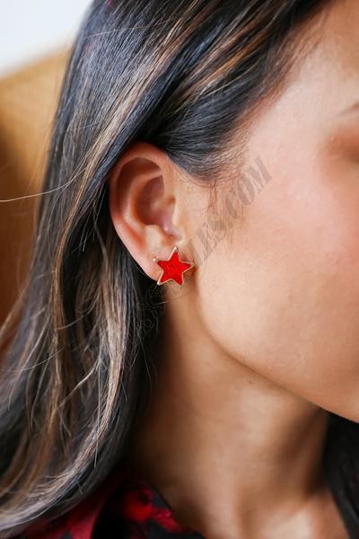 On Discount ● Emmie Red Star Stud Earrings ● Dress Up - -1