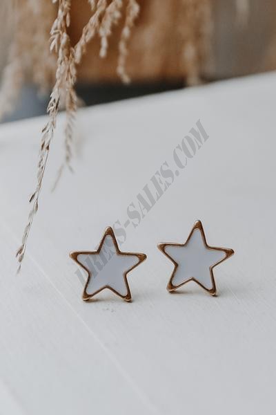 On Discount ● Emmie White Star Stud Earrings ● Dress Up - -3