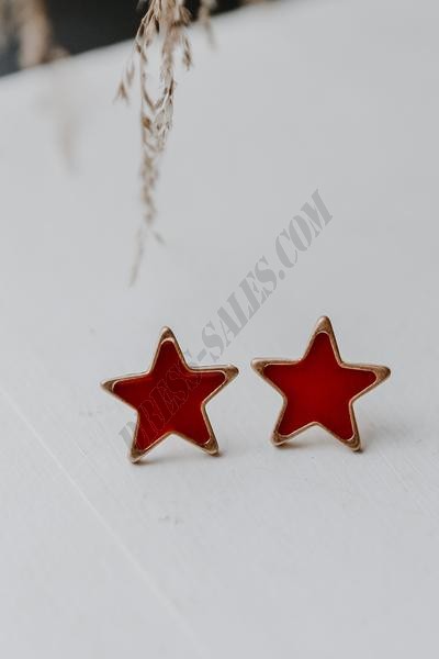 On Discount ● Emmie Red Star Stud Earrings ● Dress Up - -2