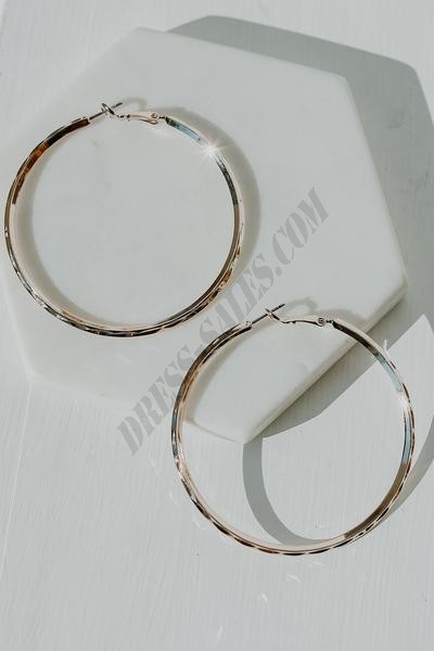 On Discount ● Emma Gold Textured Hoop Earrings ● Dress Up - -1