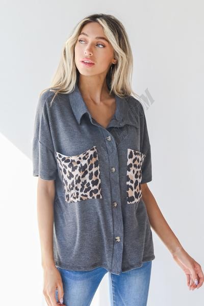 On Discount ● Free To Be Wild Leopard Pocket Blouse ● Dress Up - -1