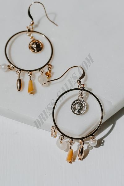 On Discount ● Amber Beaded Drop Earrings ● Dress Up - -1