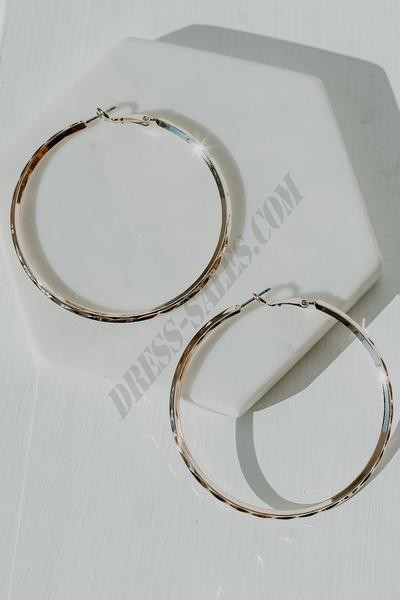 On Discount ● Emma Gold Textured Hoop Earrings ● Dress Up - -3