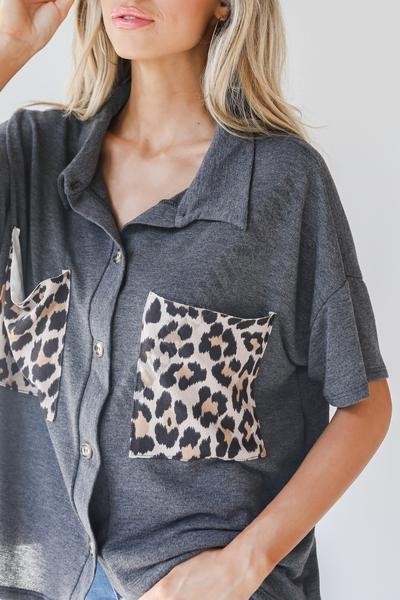 On Discount ● Free To Be Wild Leopard Pocket Blouse ● Dress Up - -2