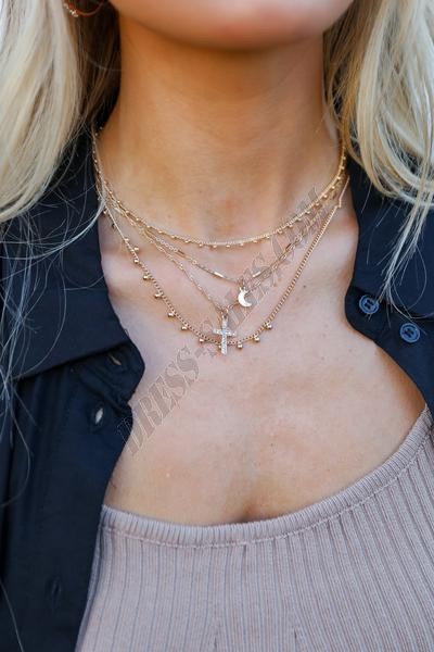 On Discount ● Brynn Gold Cross Layered Necklace ● Dress Up - -1