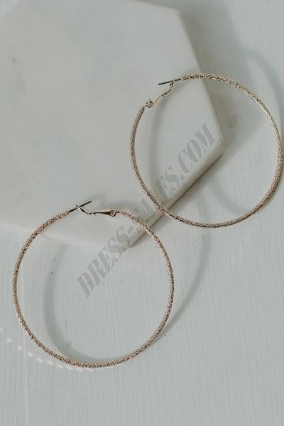 On Discount ● Clara Gold Textured Hoop Earrings ● Dress Up - -1