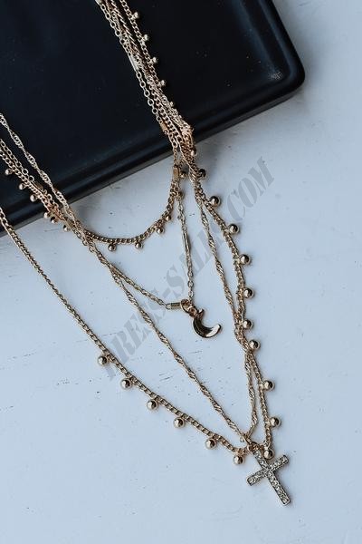 On Discount ● Brynn Gold Cross Layered Necklace ● Dress Up - -2