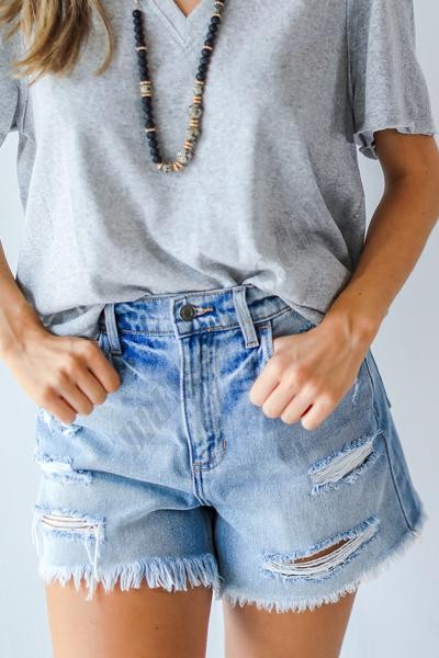 On Discount ● Andrea Distressed Denim Shorts ● Dress Up - -0