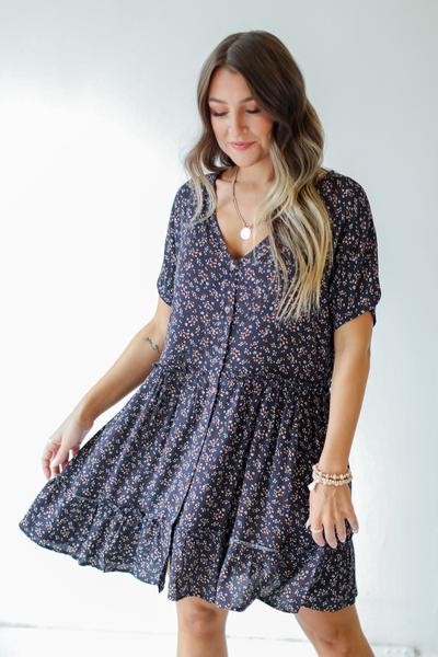 On Discount ● Forever Mine Floral Button Front Dress ● Dress Up - -0