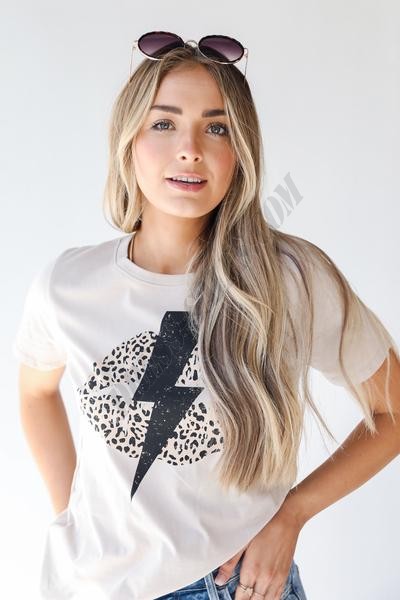 Leopard Print Lightning Bolt Graphic Tee ● Dress Up Sales - -0