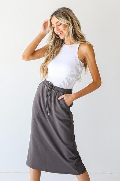 Kickin' It Drawstring Midi Skirt ● Dress Up Sales - -4