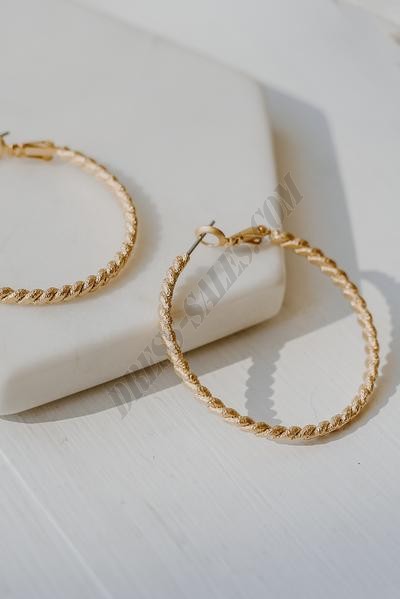On Discount ● Kayla Gold Twisted Small Hoop Earrings ● Dress Up - -2