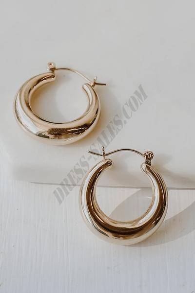On Discount ● Shelby Gold Hoop Earrings ● Dress Up - -1