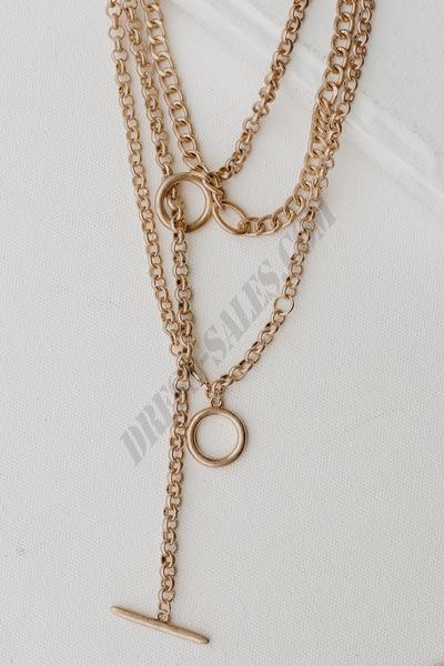 On Discount ● Eliza Gold Layered Chain Necklace ● Dress Up - -1