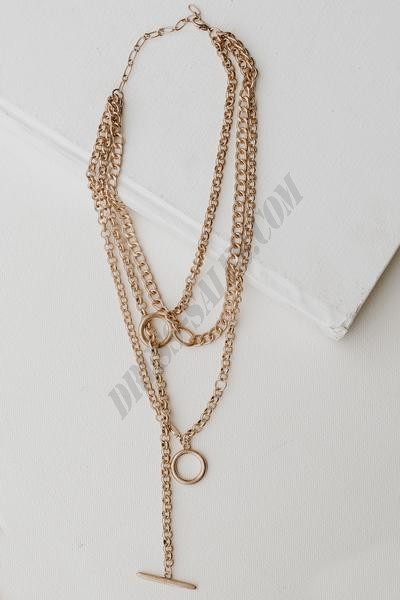On Discount ● Eliza Gold Layered Chain Necklace ● Dress Up - -3