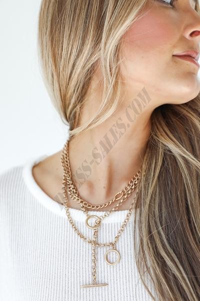 On Discount ● Eliza Gold Layered Chain Necklace ● Dress Up - -4