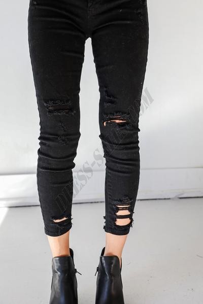 Blake Distressed Black Skinny Jeans ● Dress Up Sales - -2