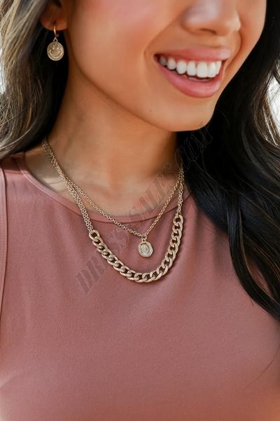 On Discount ● Macey Gold Layered Chain Necklace ● Dress Up - -2