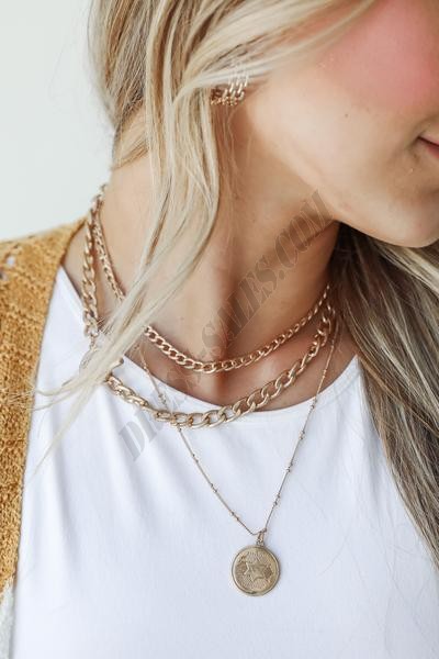 On Discount ● Sydney Gold Layered Chain Necklace ● Dress Up - -0