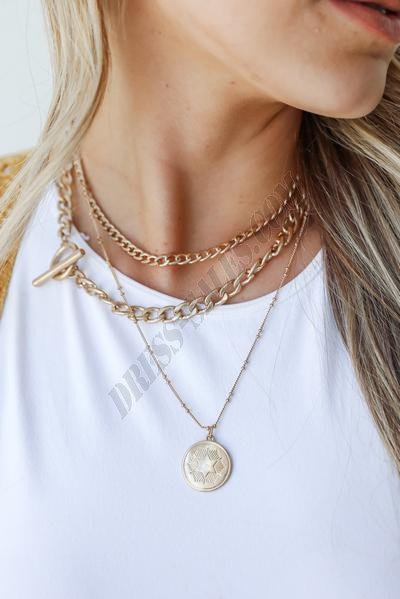 On Discount ● Sydney Gold Layered Chain Necklace ● Dress Up - -3