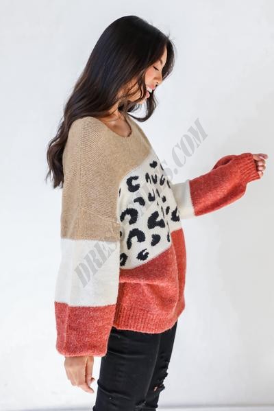 On Discount ● Roam Free Leopard Color Block Sweater ● Dress Up - -3