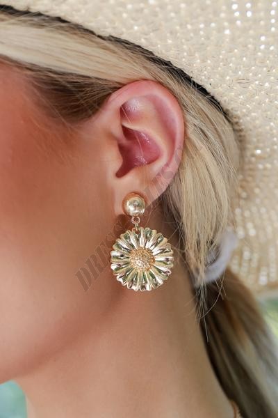 On Discount ● Lauren Gold Flower Drop Earrings ● Dress Up - -2