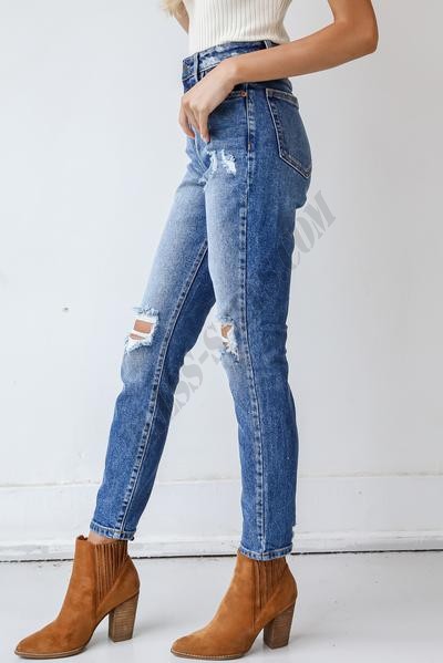 Caroline Distressed Mom Jeans ● Dress Up Sales - -4