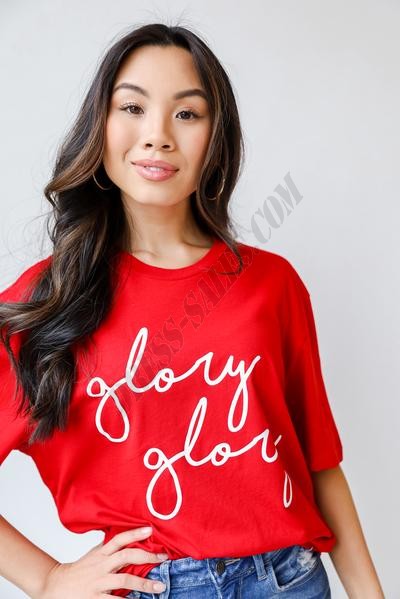 On Discount ● Red Glory Glory Script Tee ● Dress Up - -3