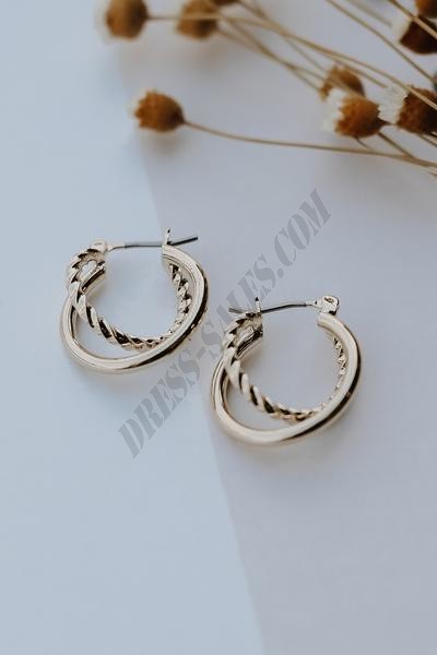 On Discount ● Mary Gold Double Hoop Earrings ● Dress Up - -3