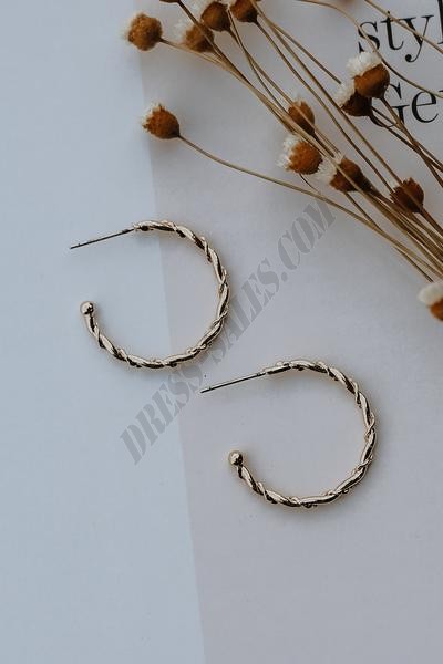 On Discount ● Piper Gold Twisted Hoop Earrings ● Dress Up - -1