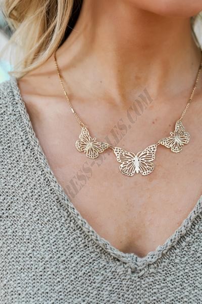 On Discount ● Kaylee Gold Butterfly Necklace ● Dress Up - -0
