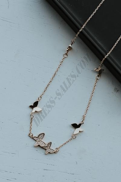 On Discount ● Alex Gold Butterfly Necklace ● Dress Up - -1
