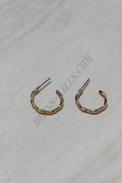 On Discount ● Reagan Gold Twisted Hoop Earrings ● Dress Up - -1