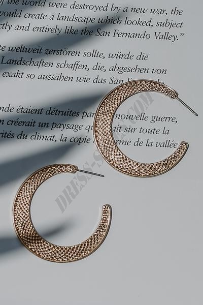 On Discount ● Ashley Gold Textured Hoop Earrings ● Dress Up - -0
