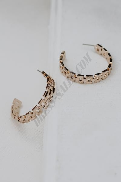 On Discount ● Gemma Gold Chainlink Hoop Earrings ● Dress Up - -2