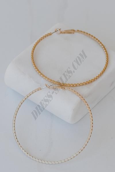 On Discount ● Madison Gold Textured Large Hoop Earrings ● Dress Up - -1