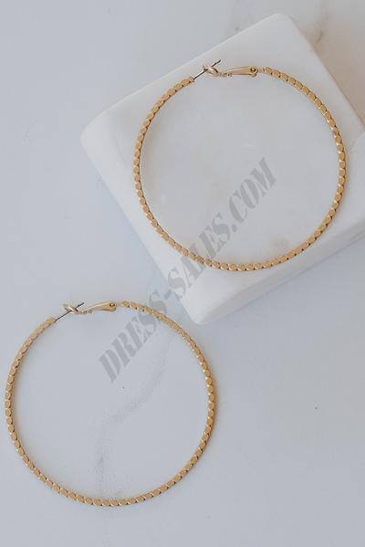 On Discount ● Madison Gold Textured Large Hoop Earrings ● Dress Up - -3