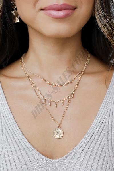 On Discount ● Meghan Gold Layered Coin Necklace ● Dress Up - -2