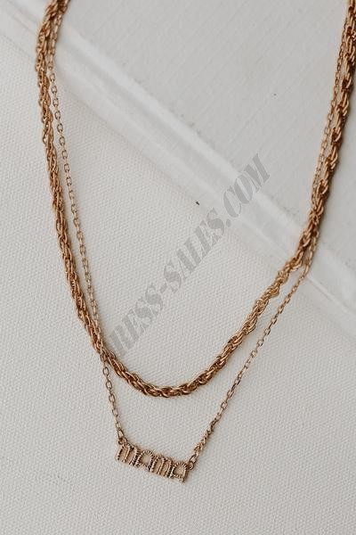 On Discount ● Mama Gold Layered Chain Necklace ● Dress Up - -3