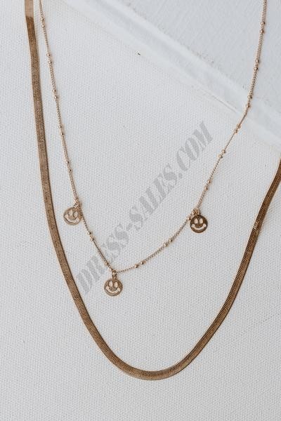On Discount ● Mia Gold Smiley Face Layered Necklace ● Dress Up - -2